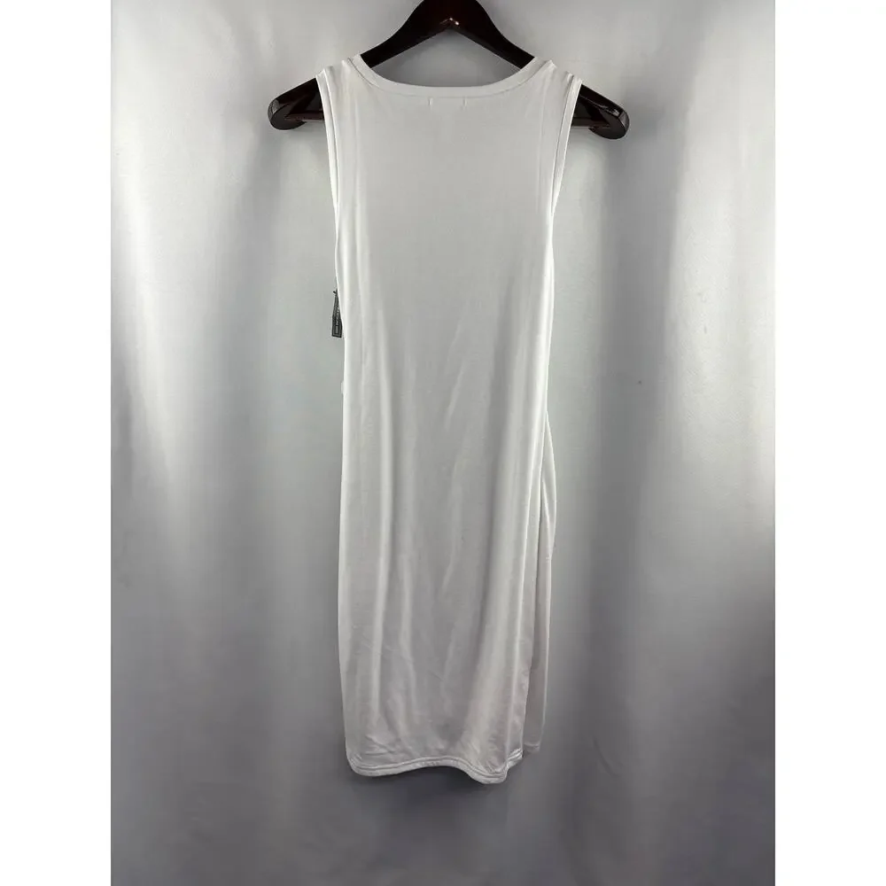 Women’s Leith Large White Ruched Midi Bodycon Dress